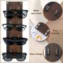Moxweyeni Set of 2 Rustic Mounted Sunglasses Storage Organizer Wood Eyeglasses Holder Sunglass Rack Eyeglasses Display Rack with Metal Hooks Glasses Wall Decor Hanging Jewelry Organizers for Home