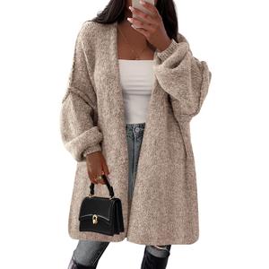 PRETTYGARDEN Long Cardigan Sweaters for Women Trendy Fall 2026 Oversized Knit Sweater Jacket Coats Winter Fashion Clothing (X-Large, Camel)