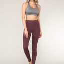 Peached Seamless Front & Side Foldable Waisted Leggings with Inner Pocket Full-Length Yoga Pants (Red, XS)