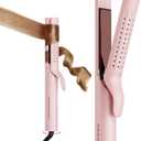 TYMO Airflow 2.0 Curling Iron Flat Iron - Hair Straightener and Curler 2 in 1, 1.25 Inch Curling Wand for Long Short Hair, Dual Voltage for Travel, 54 Million Ionic, Anti-Tangle, 5 Temps, Pink