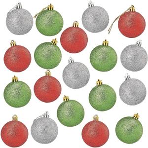 Juvale 48 Pack Mini Christmas Tree Ornaments, 1.5 in, Glitter Red, Green, Silver, Shatterproof Assorted Mini Christmas Balls, Holiday Decoration