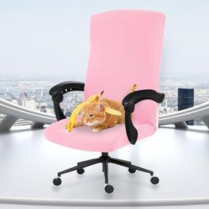 Elastic Computer Chair Cover with Durable Zipper - Protective Removable Washable Universal Office Desk Chair Seat Slip Cover - Stretchy Soft Anti-dust Desk Chair Seat Protector for Dogs, Cats, Pets