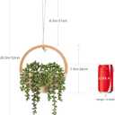 Floweroyal 2pcs Artificial Succulents Hanging Plants 12.2'' Fake String of Pearls in Pot with 8.3'' Lanyard for Indoor Outdoor Wall DecorWood Color.