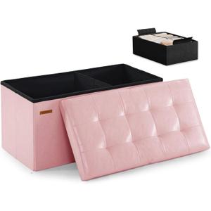 HAUSFRAU Ottoman with Storage Bench Folding Foot Rest Baby Pale Pink
31.5", Flip Lid, Small Upholstered Foldable Footrest Footstool, Bedroom Bench, Living Room Dorm Ottoman, Faux Leather