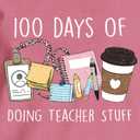 100 Days of School Shirt Teacher School Days Long Sleeve Shirts Funny 100 Days Celebration Tee Tops (Pink, L)