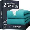 Bed Pads Washable Waterproof 34" x 36" (Pack of 2) - Incontinence Bed Pads for Adults and Kids - Heavy Absorbency Reusable Bed Pads - Chuck Pads - Waterproof Protective Pad for Bed