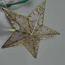 Christmas Star Tree Topper, 9.5 in Plug in Golden Glittered 3D Star Tree Topper, Metal Hollow Designed Built-in 10 Bulbs String Lights for Indoor Office Christmas New Year Holiday Tree Decoration