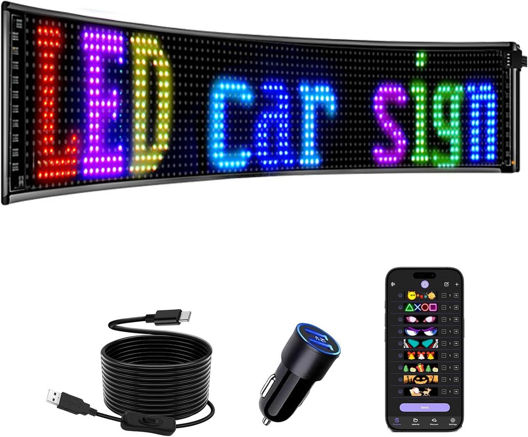 Multifunctional Bright 1PCS Devil Eyes for Semi Trucks Windshield - 58in x 8in [ Upgraded Chip Two Screens 100% Synchronized ] Programmable LED Eyes for Trucks- Flex LED Display