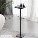 Modern Martini Pedestal Side Table - Small Metal Cocktail Stand for Living Room, Bar, or Small Spaces - Black End Table (Black)