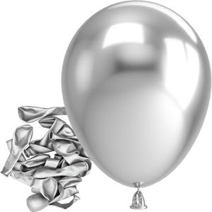 Bezente Metallic Silver Balloons Latex Balloons - 150 Pack 5 inch Chrome Silver Helium Balloons for Wedding Birthday Bridal Shower Graduation Anniversary Party Decorations