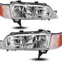AUTOSAVER88 Headlight Assembly Compatible with Accord 1994 1995 1996 1997 Driver and Passenger Side (Chrome)