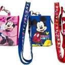 3 X Disney Mickey Minnie & Friends Lanyard with ID Badge Holder Wallet Coin Purse Ticket Key Chain