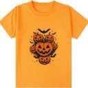 Halloween Shirts for Kids Boys Girls Toddler Halloween Shirt Pumpkin Shirts Ghost Clothes Short Cotton Sleeve Tee 2T-8Y (3-4T)