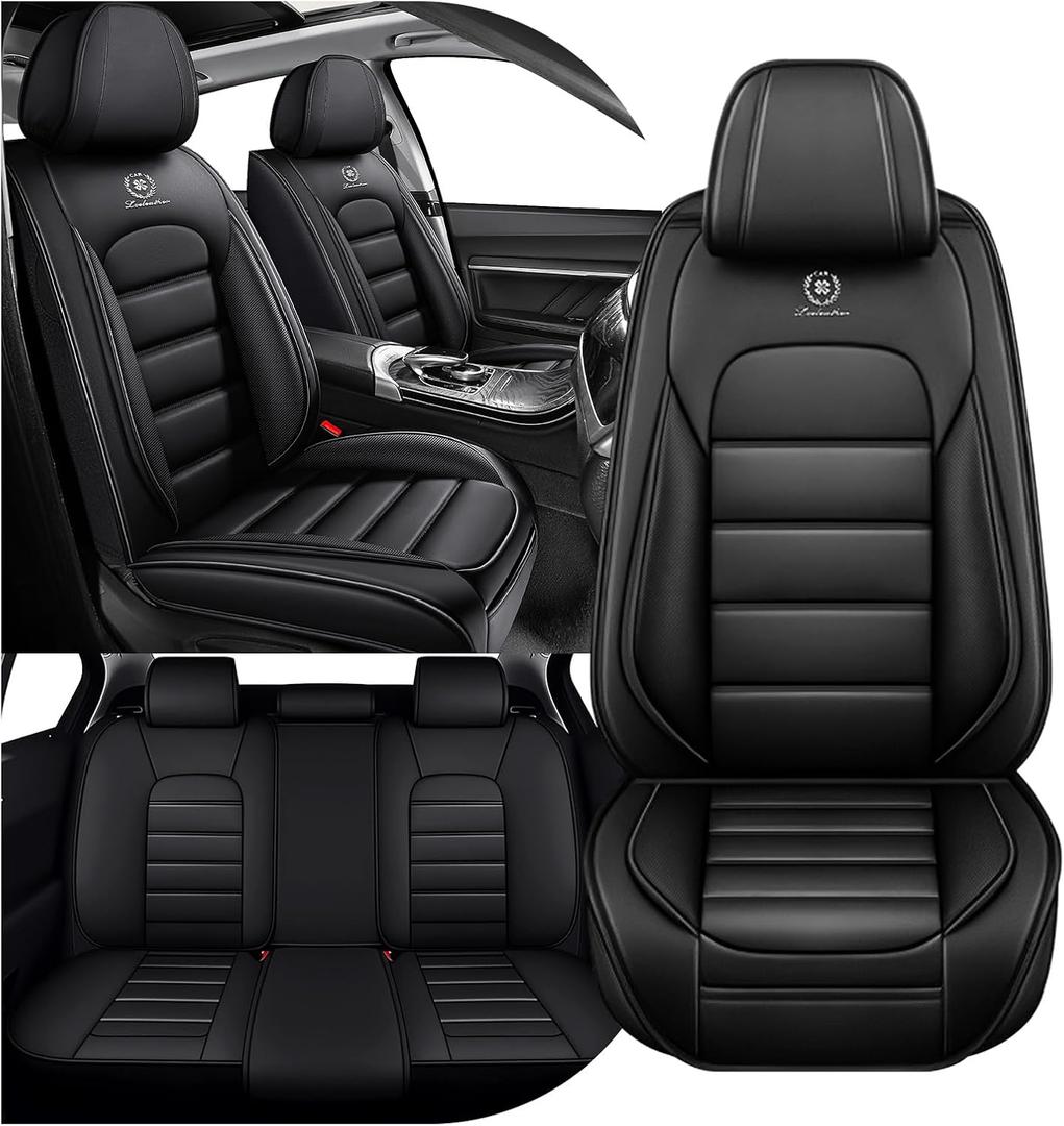 Full Set Car Seat Covers for Toyota Corolla Cross 2022-2026, Waterproof Stain-Resistant Seat Cover, Premium Nappa Leather Seat Protectors with Storage Pockets(Standard 5 Seats/Black)