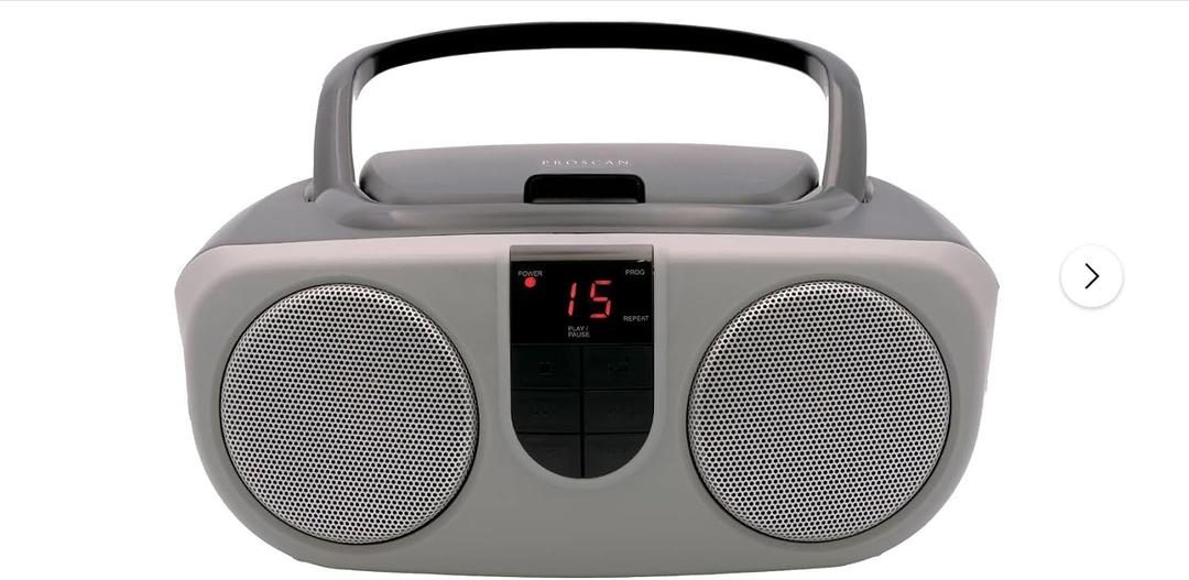 Sylvania SRCD243 Portable CD Player with AM/FM Radio, Boombox (Silver)