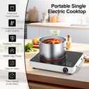 VBGK Electric Cooktop, 110V Touch and Knob Electric Stove Top, 1800W Single Burner With Handle, 9 Power Levels, Kids Safety Lock & 4H Timer, Portable, Black