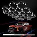 Hexagon Garage Lights : 3 Level Dimmable 581W 84 Pack Tube 22 Grids Hexagon LED Lights - Easy Install 6500K Super Bright Hex Light for Warehouse, Car Detailing Shop, Exhibition Hall, Gym