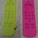 (2 Pack) Fire Stick Remote Cover 3rd Gen with Alexa Voice Remote, Fire TV Remote Cover Glow in The Dark, Anti Slip Shockproof Silicone Protective Case with Lanyard(Glow Yellow&Not Glow Rose Red)