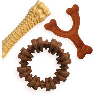 Nylabone Customer Favorites Power Chew Toy Bundle for Dogs, Indestructible Dog Toys for Aggressive Chewers, Pack of 3 Dog Toys, Flavor Medley, Large Dogs - Up to 50 lbs, 3 Pack