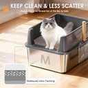 Stainless Steel Litter Box with Lid: Metal Cat Litter Box for Small Cats with Scoop, High Sided Kitty Litter Pan Tray, 17.4'' x 13.5'' x 8.5'', Non-Stick, Anti-Leakage, Easy Cleaning (Dark Gray) (Medium)
