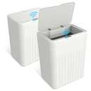 Naisu 4 Gal Bathroom Trash Can with Lid,Automatic Garbage Can with Touchless and Sealed Design,Slim Motion Sensor Waterproof Plastic Trash Bin Suitable for Bedrooms,Bathrooms,Kitchens2 Pack, White