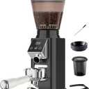 Tuni G1 Conical Burr Coffee Grinder, 48 Grind Settings Anti-static Burr Mill, Precision Electronic Timer and LED Touchscreen for Espresso/Drip/Cold Brew/French Press, Stainless Steel, Noir