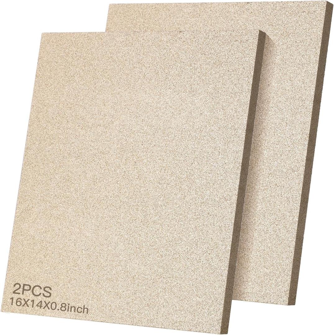 2 Pcs Vermiculite Baffle 16''x14''x0.8 Wood Stove Fire Brick Replacement
2100°F FireBrick Fireboard Insulation Replacement for Wood Stove, Fireplace, Oven, Kiln, Hearth Firebox Liner