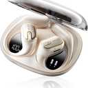 Open Ear Headphones Earbuds wireless - 5.4 Bluetooth Ear Buds with LED Digital Display IPX7 Waterproof, Wireless Headphones Touch Control Air Conduction Stereo Sound with 18.2mm Drivers 80H Playtime (standard, White)