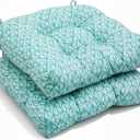 Outdoor Chair Cushions Set of 2,Patio Chair Cushions with Non-Slip Ties,19'' x 19'',Fluffy Tufted Outdoor Seat Cushions, Waterproof Patio Furniture Cushions,Outdoor Dining Chair Pads