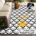 OLANLY Reversible Outdoor Rug 8x10 ft Clearance, Waterproof Outdoor Plastic Straw Rug with Interlacing Pattern, RV Mat for Patio, Camping, Balcony, Deck, Backyard, Black & White