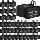 Paterr 50 Pcs Religious Tote Bags Large Tote Christians Bible Non Woven Reusable Goodie Bags with Handles for Women Groceries Party (Black)