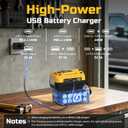 140W Battery USB Charger Compatible with Dewalt 20V Battery, Fast Charger Adapter Replacement, Featuring 2 PD3.1 USB-C Ports, 1 QC18W USB-A Port, 700LM LED for Outdoor Jobsite Camping(Adapter Only)