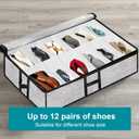 Under Bed Shoe Storage Organizer for Closet 2 Pack- Fits 24 Pairs Underbed Shoes Container Boxes, Light Grey