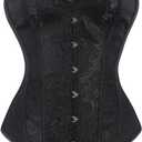 KIMIKAL Corset Tops for Women, Bustier Lace Top Corsets Belt, Plus Size Faja Waist Cincher Bodysuit Overbust Lingerie (Black, XXXL)