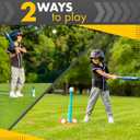 T Ball Stand for Kids and Toddlers 1-3, 3-5, 5-8. Baseball Set Includes 6 Large Balls, an Adjustable Tball Batting Tee, and a Pitching Machine. Kids Bat and Ball, T-Ball Sets for Kids