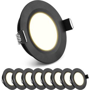 Blshwez 8 Pack 2.75" LED Puck Light, 12V RV Recessed Mount Ceiling Lights, CRI 93 Down Light for Camper Van Truck Boat Interior Ceiling Kitchen Cabinet Lighting (Warm White Light)