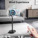 Pedestal Fan for Bedroom, 180 Wide Oscillating & 90 Vertical Tilt, 25dB Ultra Quiet DC Motor Standing Fan with Remote, 15 Speed Settings, 3 Modes, 12H Timer, 15-38" Height Adjustableblack