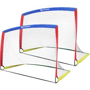 HOORAYSPORT Soccer Goal, 6x4 ft Pop Up Soccer Goal Set of 2, Portable Soccer Goals for Backyard for Indoor or Outdoor Practice, Multiple Sizes Soccer Nets Training Equipment