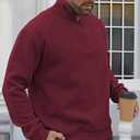 Men's Quarter Zip Sweatshirt Pullover Sweater Casual Long Sleeve Stand Collar Quarter Sweaters (L)
