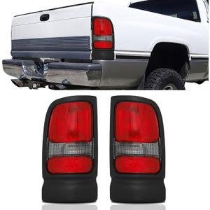 Tail light assembly Fit for 1994-2001 1994 1995 1996 1997 1998 1999 2000 2001 94 95 96 97 98 99 00 01 Dodge Ram 1500 2500 3500 Taillight Driver Side and Passenger Side (Chrome-pair)