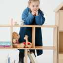 Long Coat for Girls Fleece Jackets 4-7 Years Knee-Length Lightweight Coats (Blue)