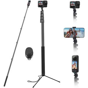118" Invisible Selfie Stick for Insta360 & iPhone 10ft Aluminum Pole