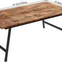 Black Coffee Table Foldable,Simple Modern Rectangular Center Table, Industrial Wood Tabletop and Metal Frame, Low Coffee Table for Home Office, Living Room,No Assembly,Rustic Brown, Large