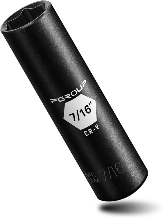 3/8” Drive Deep Impact Socket, SAE(7/16 Inch socket), 6-Point, Cr-V Steel With Black Manganese Phosphate Coating