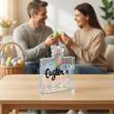 HTBIG Easter Decorations Home Decor Sign "Happy Easter" Bunny Egg Acrylic Ornament, Cute Spring Holiday Tabletop Decor Gifts