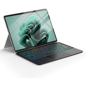 Surface Pro 12 Keyboard for Microsoft Surface Pro 12" Device 2025, 7-Color Backlits Type-Cover Bluetooth Wireless Magnetic Ultra Slim Keyboard with Multi-Touch Trackpad, USB-C Rechargeable Battery