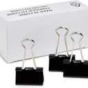 Amazon Basics Sturdy Binder Clips, Office Supplies, Medium 1.25 in, Document Organizing, Black, 96 Count (8 Pack of 12)