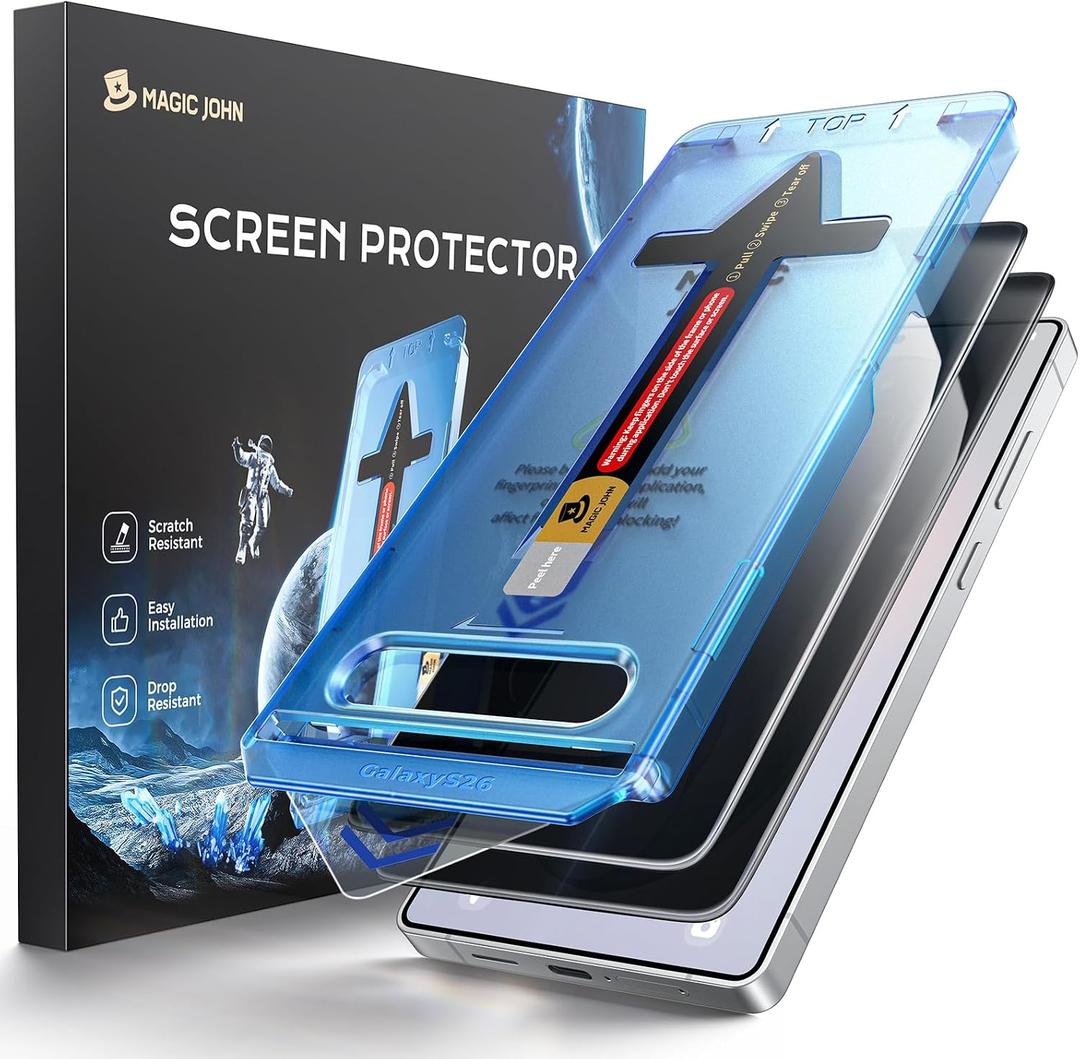 MAGIC JOHN for Samsung Galaxy S26 Privacy Screen Protector 6.3inch[NOT for Ultra], 28Anti Spy, Fast Easy Installation, Tempered Glass, Fingerprint Unlock, Bubble Free, Anti-Scratch, 2 PACK