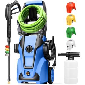 Electric Pressure Washer 5000PSI Max 4.0GPM with 33FT Flexible Extension Hose, 4 Nozzles, Foam Cannon, Power Washer Electric Powered for Cars, Patios, Driveways, Blue