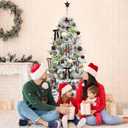 38Pcs Velvet Christmas Ornaments Set, Brown Green Beige Flocked Christmas Ornaments for Xmas Tree Decorations Shatterproof Plastic Hanging Balls for Indoor Home Party Holiday Decor Gifts